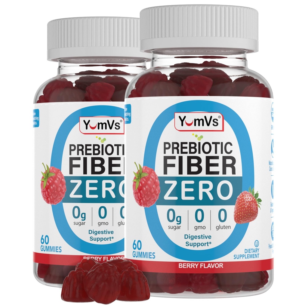 NumVs sokeriton Prebioottikuitu Gummies aikuisille ja lapsille - Berry Flavor - Kosher Halal 4g High Fiber Supplement naisille ja miehille - Daily Fiber for Digestive Health (60 Count, 2PK)