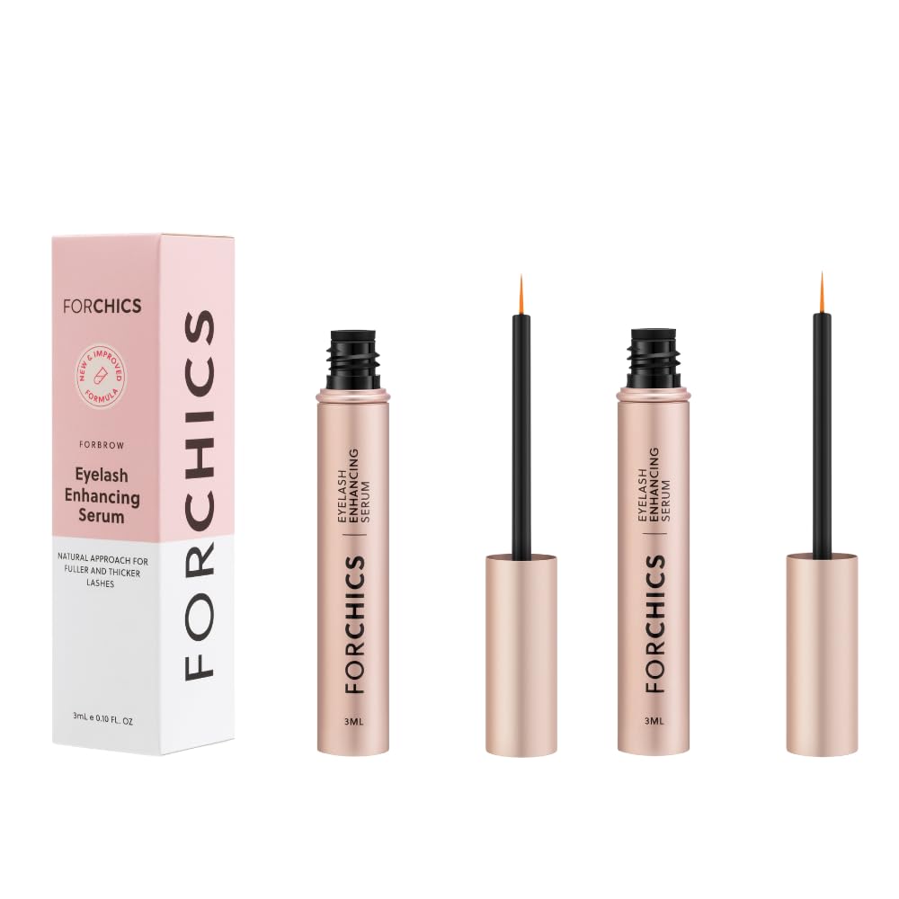 ForLash by ForChics: 2 Pack Ultimate Eyelash Hormoniton kasvu seerumi parannettu Fuller, Thicker, Pitempi lashes - Regrowth Booster, Organic Formula, Vegan & Julma-vapaa
