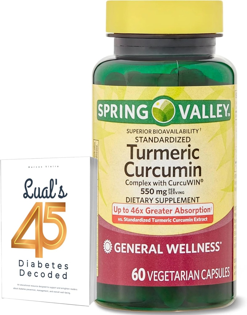 Spring Valley Turmeric Curcumin täydennysosa Bundle kanssa Lualin 45 Diabetes Dekoodattu Complex kanssa CurcuWin ...
