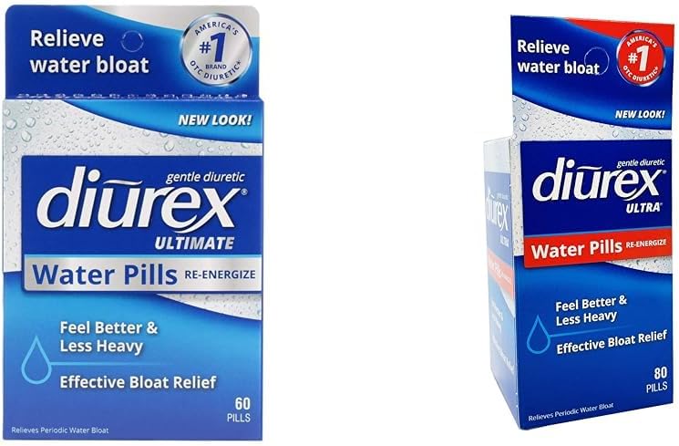 Diurex Ultimate 60 Count & Ultra 80 Count Water Pills Bundle - Maximal styrka Diuretic för snabb Bloat Relief