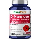 NusaPure D-Mannose Complex 1400 mg (Hibiskuksen ja karpalon kanssa) - 180 kasviskapselia.