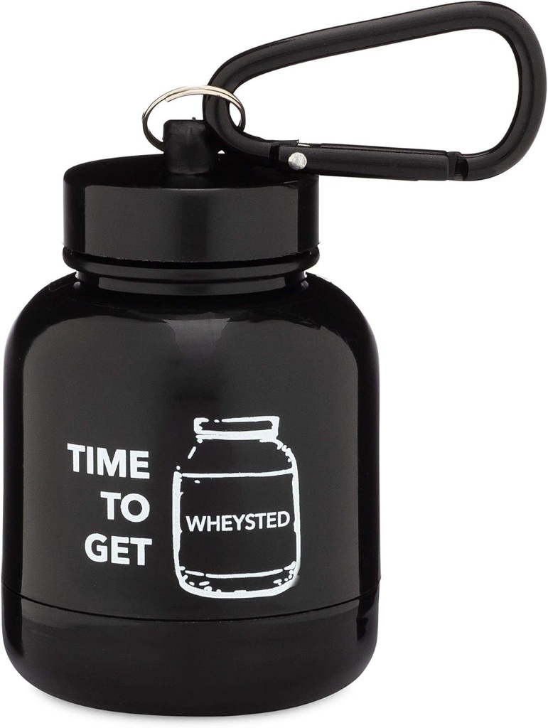ONMYWHEY - Protein Powder & Supplement Funnel Keychain, Kannettava To-Go Container varten kuntosali, harjoitukset, Fitness, & Travel - TSA hyväksytty, Aika saada Wheysted