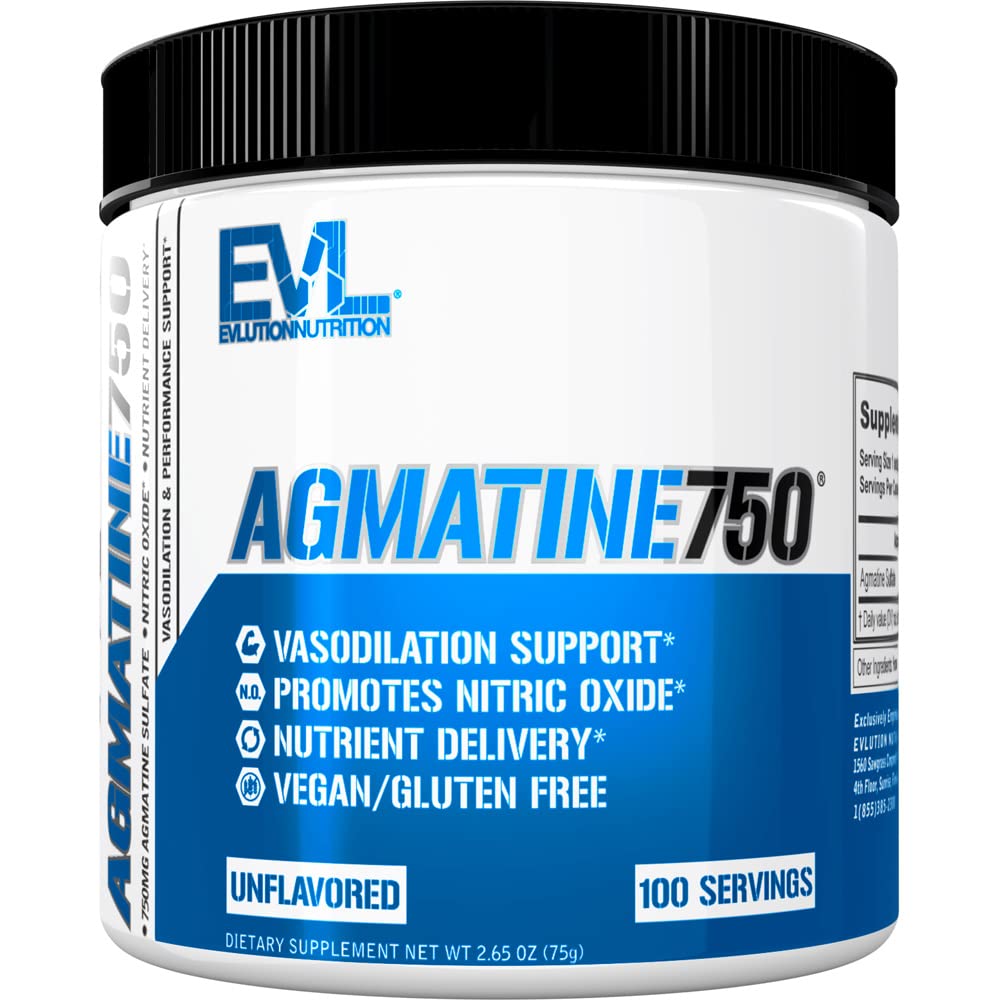 Evlution Agmatine Sulfate Nitric Oxide Powder Nutrition High Strength Agmatine Sulfate Powder Nitric Oxide Supplement för High Intensity Pumps Muscle Growth Recovery and Performance - Unflavored
