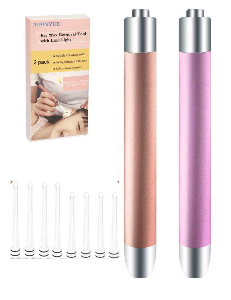 Korva Pick,Ear Vahanpoistotyökalu,LED-valot korvan puhdistus Kit, Päivitetty versio...ei-liukas,Soft Safety Spoon Head,Saatavilla ja helppo puhdistaa,Safe materiaali