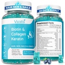 2 Pack Biotin Gummies Collagen & Keratin hiukset ihon kynnet - naiset miehet, lapset - 120 mustikka makua Gummies