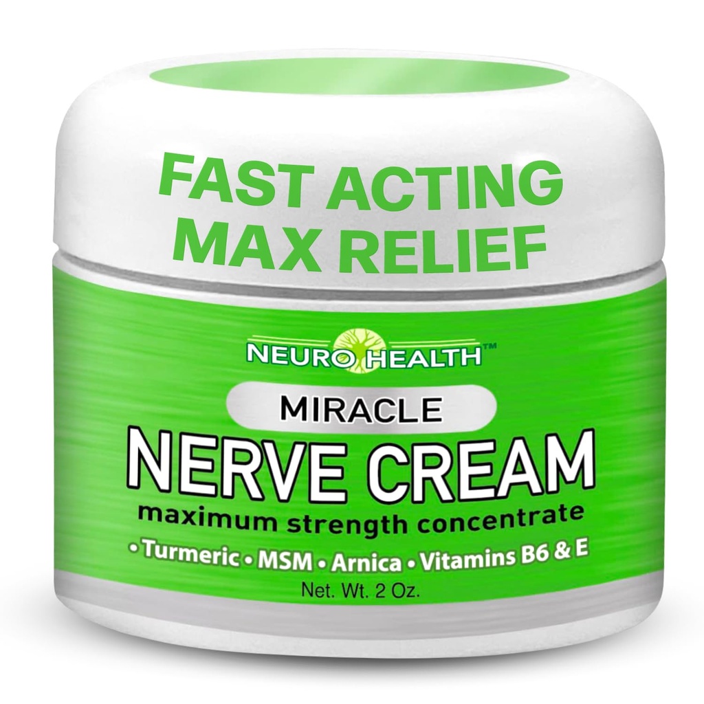 Miracle Nerve Cream - Maximal styrka - gurkmeja och Arnica Blend för Neuropathy Discomfort Relief - Soothing Foot & Hand Formel med MSM, B6, E - Made in USA