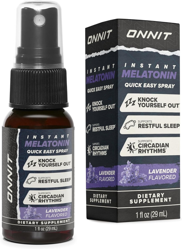ONNIT Melatoniinin nesteunen tuki Spray, IGENTM non-GMO testattu, Laventeli maku, uni tuki aikuisille, 3 mg melatoniini per ruisku, 1 fl oz