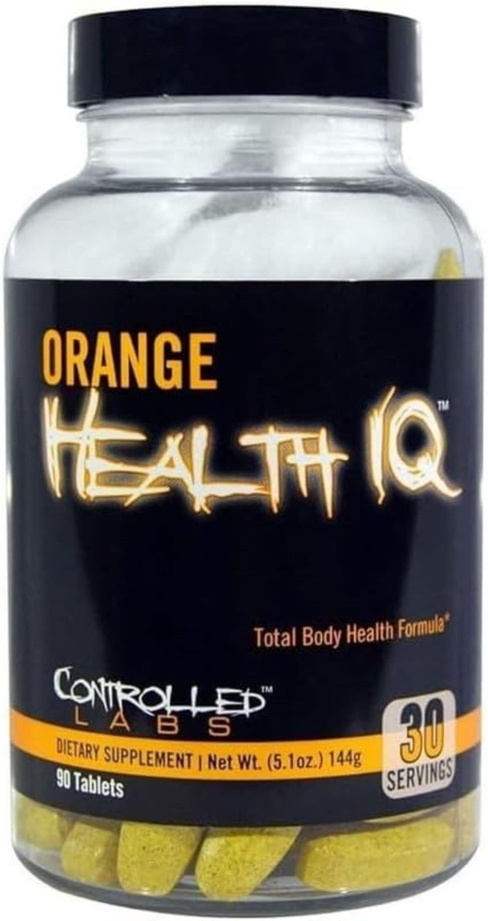 CONTROLED LABS Orange Health IQ Päivittäinen täydentää miehille ja naisille, 90 tablettia, parannettu kestävyys, energia, Cardio toiminto harjoitus ja urheilu