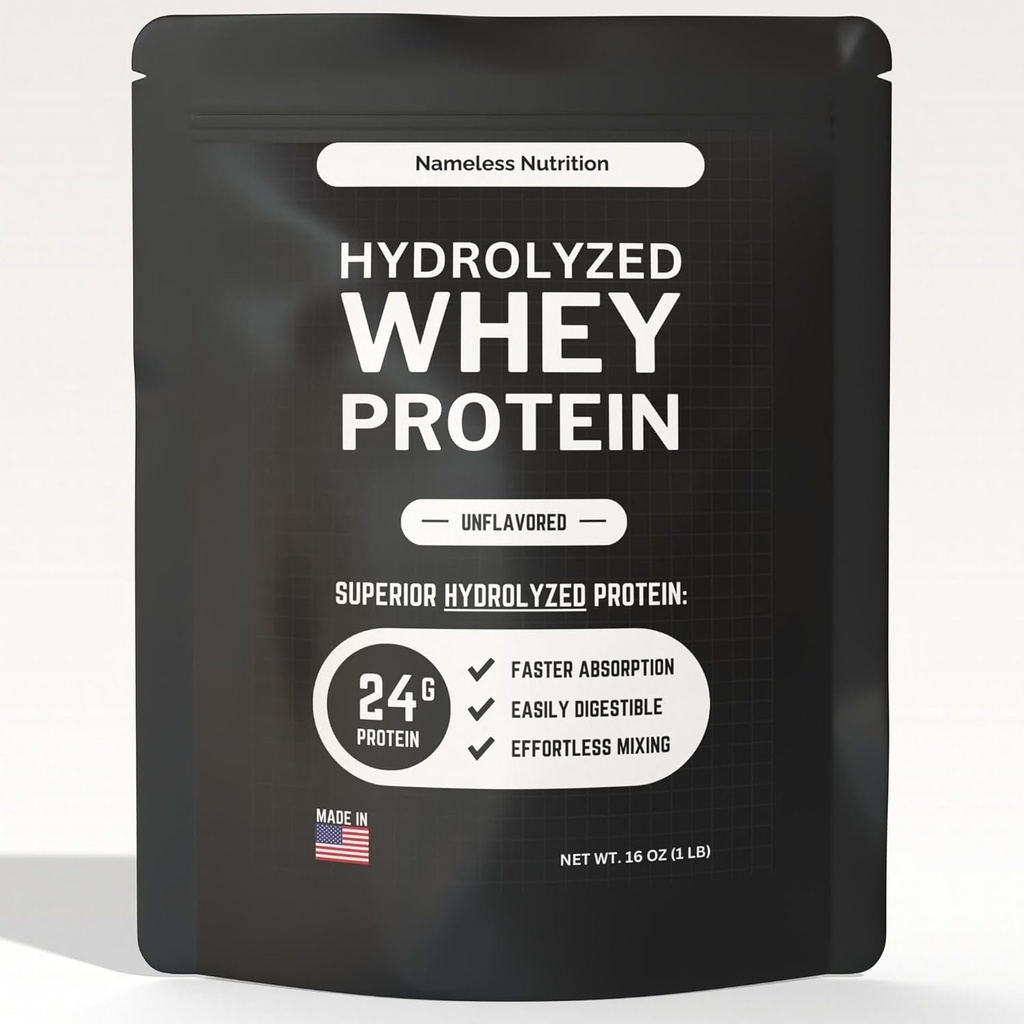 Hydrolyzed Whey Protein Powder - makuamaton Whey Protein konsentraatti Hydroslate, Plain Protein Powder - Gluteeniton, 24g Protein per Serving, 1 lb (pakkaus 1)