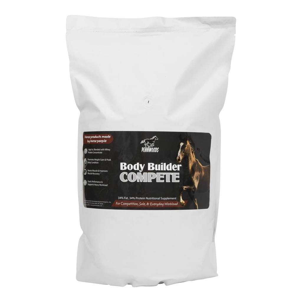 Pennwoods Body Builder Compete: Advanced Horse Weight Gain Supplement, designad för konkurrens och försäljning, 11lb Bag
