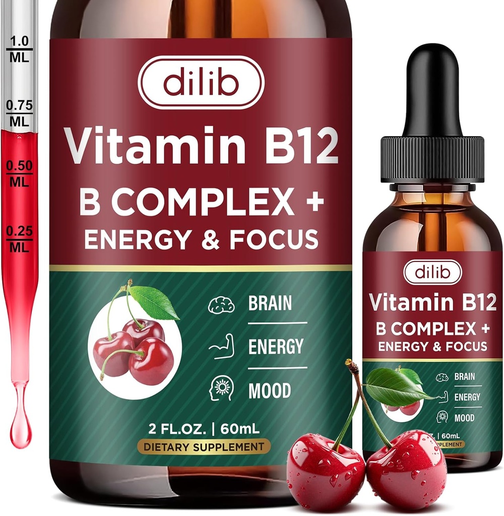 B12-vitamiini 5000 mikrog ... Vegaani B12-nestetippa Sublingual Supplement ... Metyylikobalamiini w/Folaatti, biotiini, C-vitamiini, B3, B5, B6, B8 pitkäikäiselle energialle ja terveelle aineenvaihduntalle, 2 fl. oz.