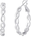 Senteria 925 Sterling Silver Earrings Hoops for Women Lightweight Twisted Hoop Earrings with Cubic Zirconia Hypoallergenic Hoops Earrings (20/30/40/50/60MM)