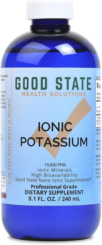Good State Liquid Liquid Ionic Kalium (48 annosta 99 mg elementaarisessa muodossa sekä 2 mg fulviinihappoa - 8 fl oz)
