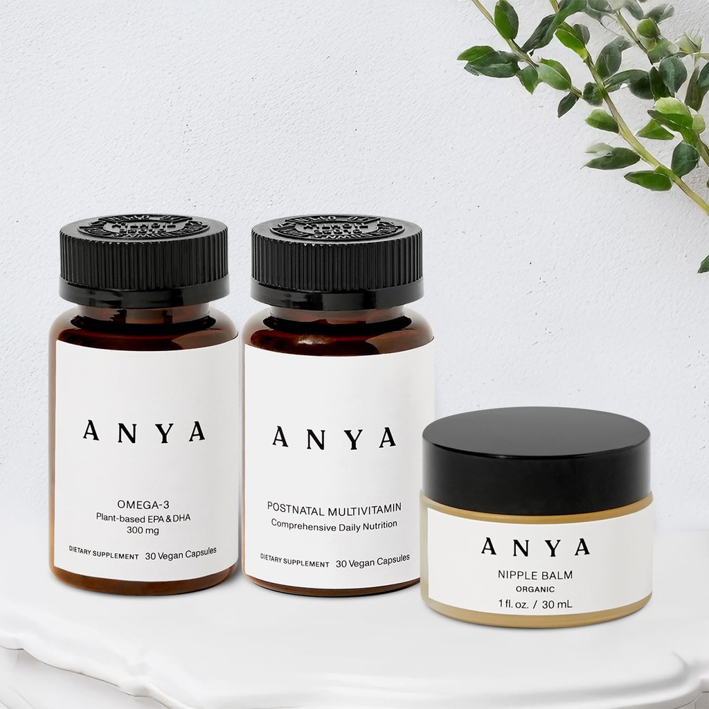 ANYA Multivitamin + Nipple Balm Bundle Postpartum Essentials för kvinnor, Postnatal Supplements för amning