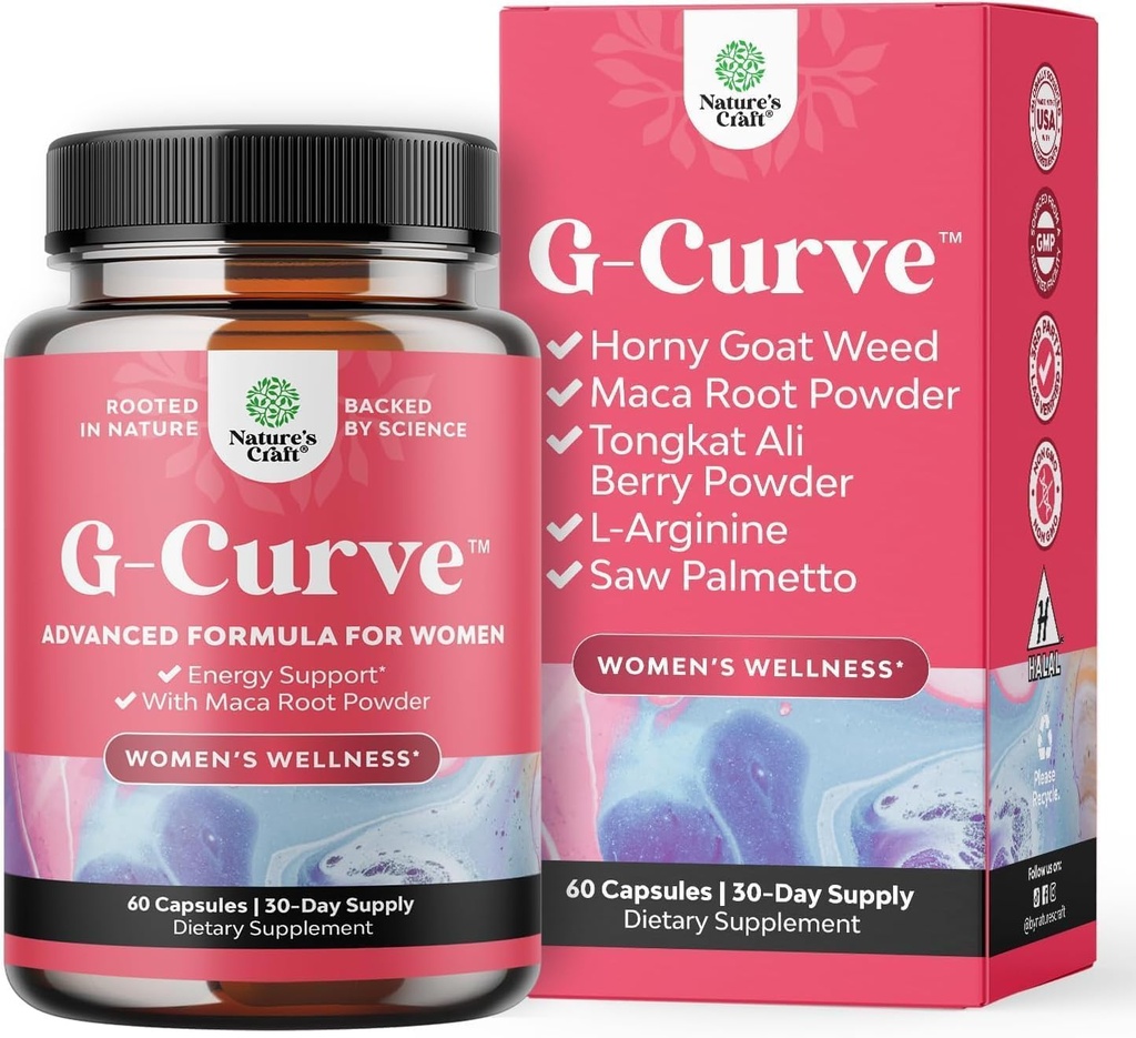 Natures Craft G-Curve Butt ja rintojen lisälaite pillereitä - kasviperäisten Enhancer Saattaa tukea kehon veistos käyrät Saw Palmetto uute Kiimainen Goat Weed naisille *Tulokset Vary 60 Count