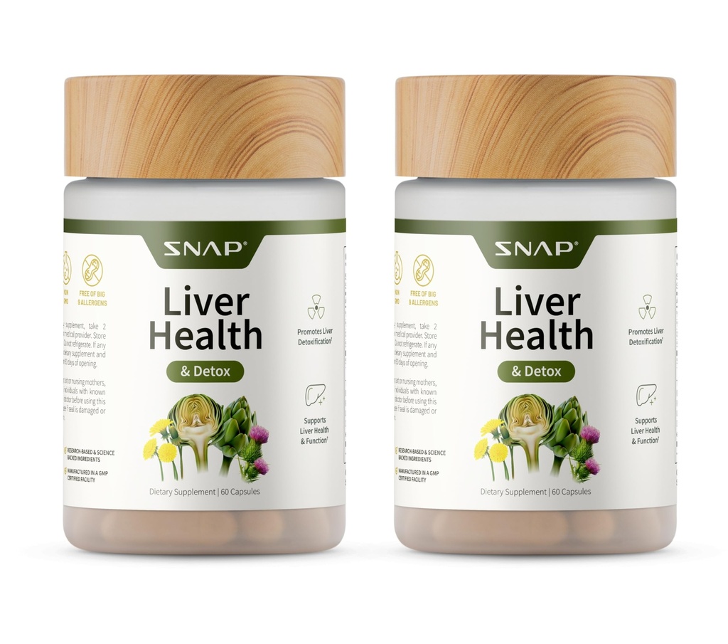Snap lisäravinteet Maksan terveys ja detox täydentää - luonnollinen tuki maksan ja ruoansulatuskanavan, 60 kasvissyöjä kapselit (2-pakkaus)