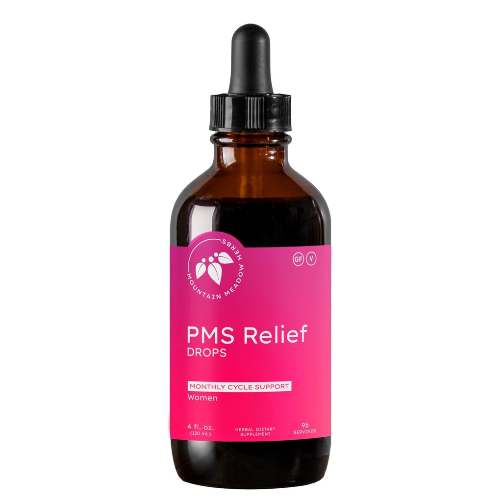 Mountain Meadow Yrtit PMS Relief Drops ... Liquid Herbal Supplement for Menstrual period Epämukava ... Hormonaalinen tuki PMS Cramps, Mood Swings & Acne Chaste Tree Berry (Vitex) & Wild Yam 4oz
