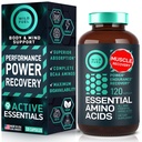 Essential Aminosyror Supplement - Alla 9 EAA med BCAAs Aminosyror (Leucine, Lysine, Valine, Threonine) - 3 000 mg Per Servering - Muskeltillväxt, kraft, återhämtning - 120 Vegan, koffeinfria kapslar