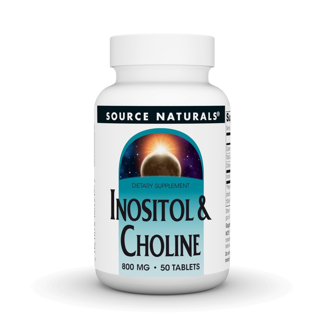 Source Naturals Inositol & Choline 800 mg tukee terve Hermotoiminto - 50 tablettia