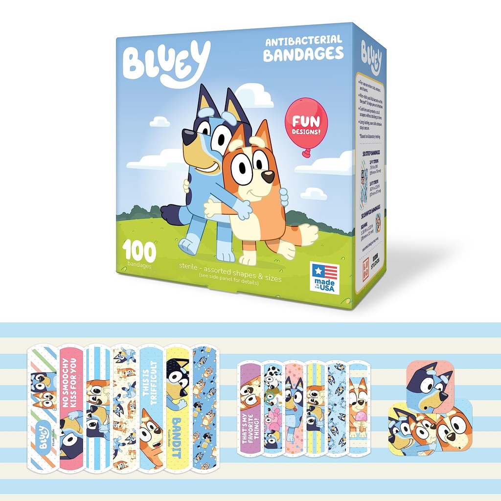 Bluey Kids Bandges, 3 valikoituja kokoja 100 CT ... Suuri Lahja-idea ja sukkahousut
