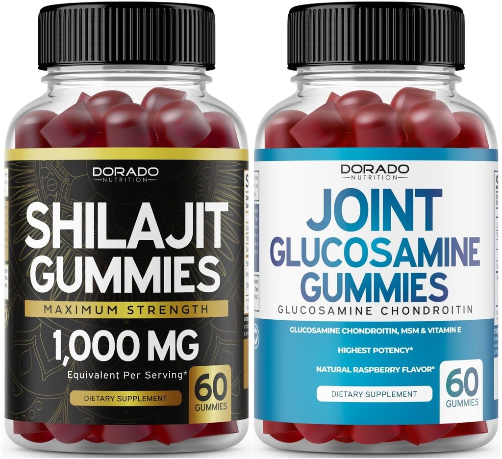DORADO NUTRITION Shilajit Gummies for Men & Women (60 Gummies) and Glukosamiini Chondroitin (60 Count)