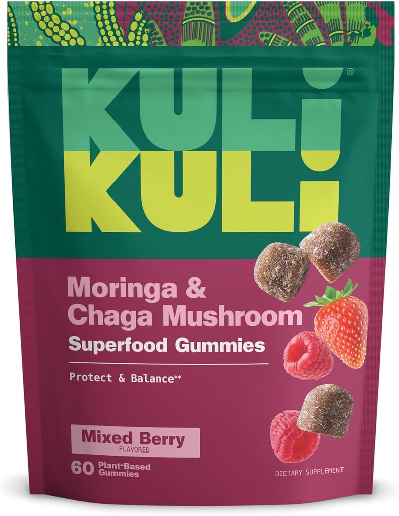 Kuli Kuli Super Energy Gummies - Energy Supplements Moringa, kofeiiniton Natural Energy Booster - 60 Ei-GMO, Gluteenittomat Moringa Gummies