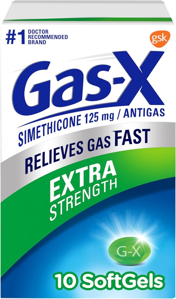 Gas-X Extra Strength Gas Relief Softgels med Simethicone 125 mg - 10 greve