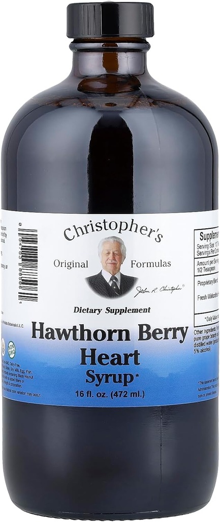 Christophers ursprungliga formler Hawthorn Berry Heart Syrup - 16 fl oz | Natural Herbal Blend för allmän Wellness