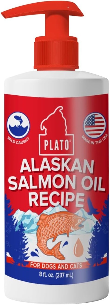 PLATO Wild Alaskan Salmon Oil Kibble Topper - Boost Dog Food Omega 3 & 6 Rasvahapot - Terve iho & turkki - 8 unssia