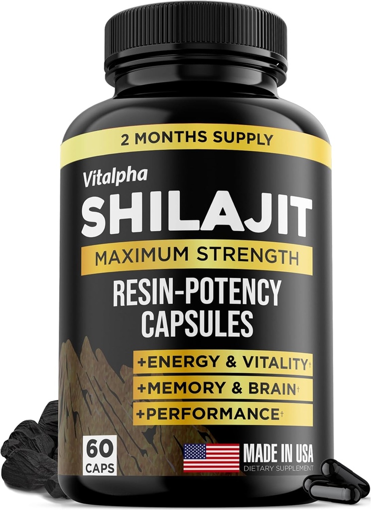 Hartsi-Potency Shilajit Kapselit (50% Fulvic Acid) - 500 mg Max Potency Extract - Organic Shilajit - Made in USA - 85+ Trace Minerals - Monthly Supply - 60