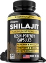 Hartsi-Potency Shilajit Kapselit (50% Fulvic Acid) - 500 mg Max Potency Extract - Organic Shilajit - Made in USA - 85+ Trace Minerals - Monthly Supply - 60