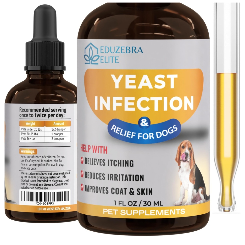 Jästinfektionsbehandling för hundar - minskar irritation och inflammation - lugnande nederländsk lindring, öroninfektionsbehandling