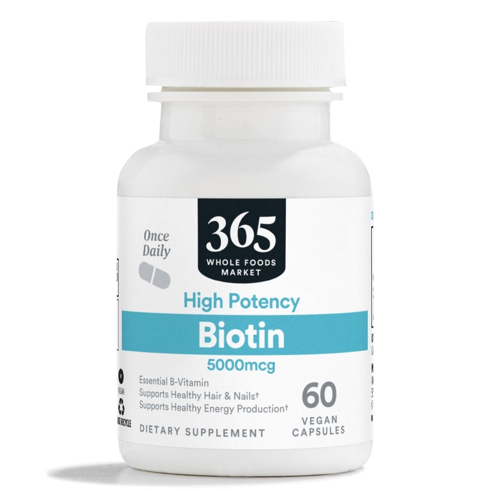 365 av Whole Foods Market, High-Potency Biotin 5000mcg, Vegan, 60 Count
