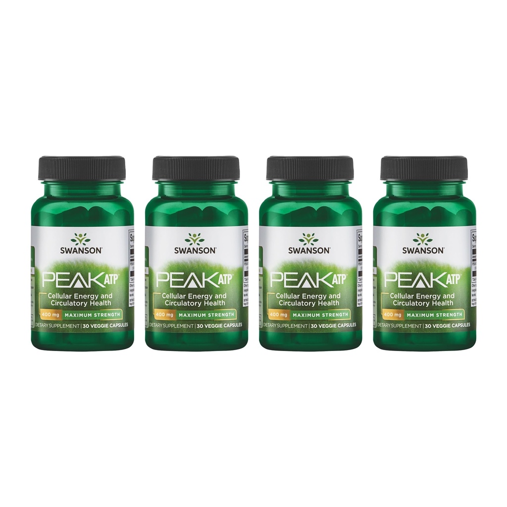 Swanson Maximum Strength Peak ATP-luonnollinen täydentää Edistää solun energia-tuki-tuki fyysisen suorituskyvyn ja edistää tervettä veren virtaus tukea-(30 kasviskapselit, 400 mg Each) 4 pakkaus