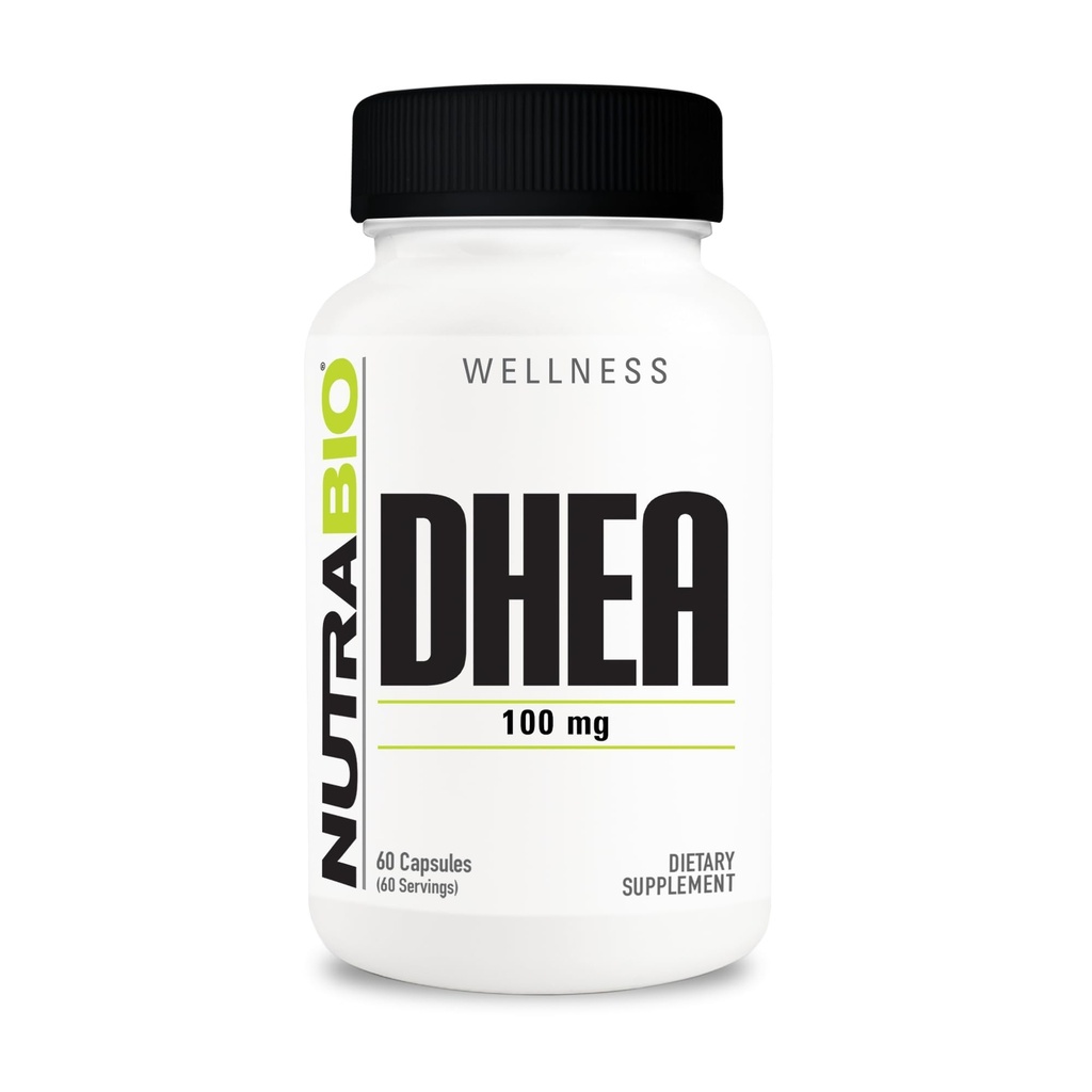 NutraBio DHEA täydennysosa miehille ja naisille - DHEA (100 mg) 60 kapselia