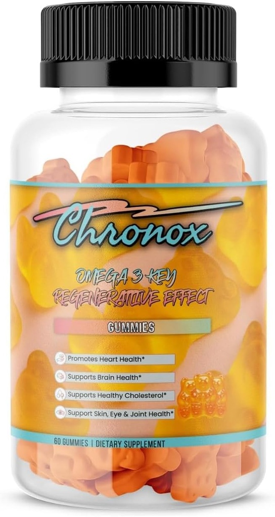 Chronox Orange Flavor Omega 3 Fish Oil Gummies för vuxna - Utsökt Chewable Omega 3 Supplement med fiskolja - Pills Alternativa och icke-GMO Gummies för daglig hälsa - (60 greve)