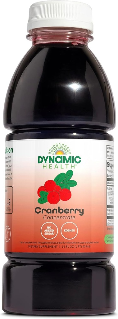 Dynamic Health Pure Cranberry makeuttamaton 100% mehutiiviste, luonnollinen antioksidantti täydennysosa, ei lisäaineita, ei lisättyä sokeria, ei säilöntäaineita, 16 tarjoiluja, 16oz