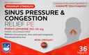 Rite Aid Sinus Pressure and Congestion Non- Drowsy Relief PE, 10mg - 36 tablettia Nasal Decongesstant 