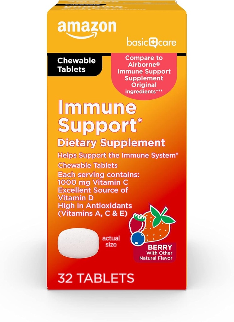 Perushoito - Immuunin tuki täydentää, Berry Chew Tabletit, erinomainen lähde elimistön keskeinen auringonpaiste D-vitamiini, 32 Count
