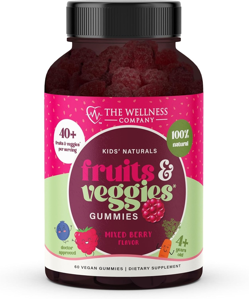The Wellness Company Kids Naturals Fruits & Veggie Gummies ... Päivittäinen ravitsemustuki 60ct (1 kuukausi tarjonta)