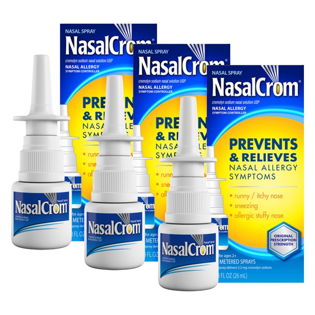 NasalCrom Nasal Spray Allergy Symptom Controller | 200 Sprayer | .88 FL OZ (3 Pack)