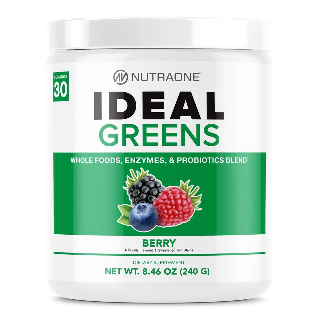 NutraOne Ideal Greens Antioksidantti ja ravitseva-rikas Superfood Greens Powder Supplement Berry- 30 Tarjoilut