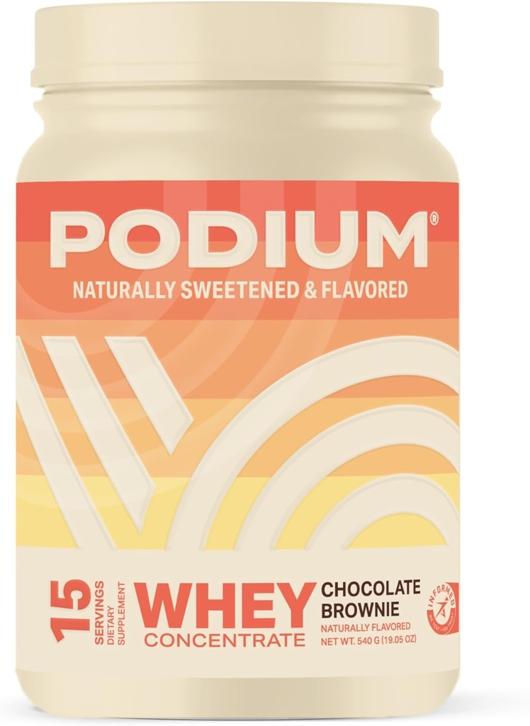 Podium Nutrition Whey Protein Powder, Chocolate Brownie, 22g Protein Per Serving med Digestive Enzymes, Whey Protein Isolate & Concentrate, Gluten Free, Low Carb, Low Sugar & Soy Free, 15 Servings