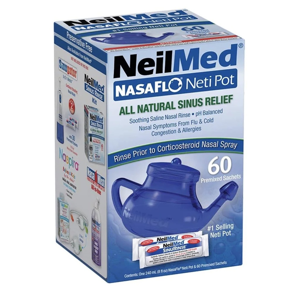 NeilMed NasaFlo Särkymätön Nei Pot 60 Premium Packets