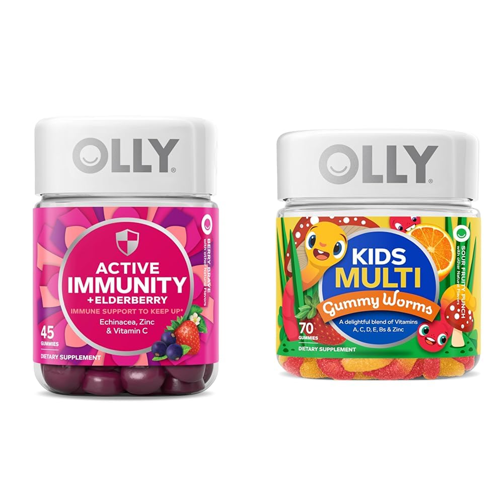 OLY Gummy Active Immuniteetti + Elderberry 45 Gummies & Kids Multivitamiini Gummy Matoja 70