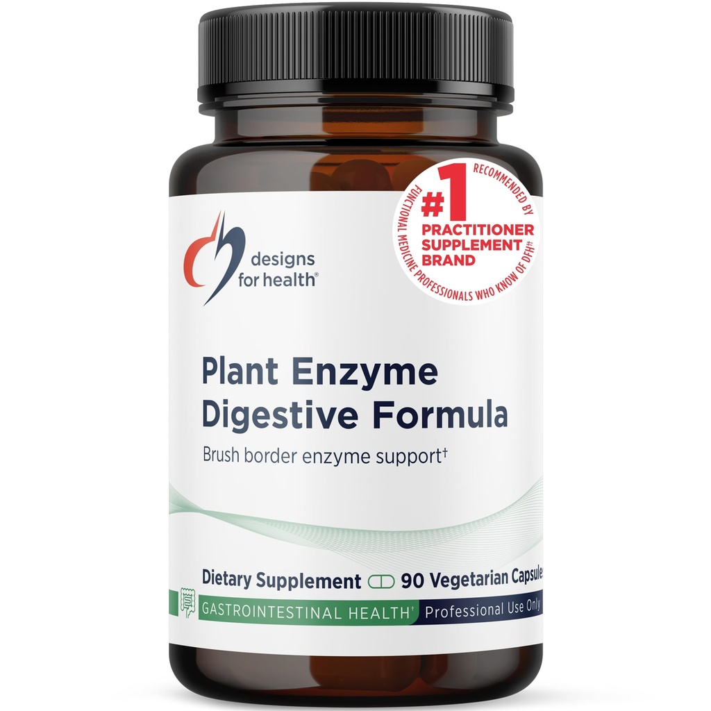 Designs for Health Plant Enzyme Dgestive Formula - Kasvissyöjä Dgestive Enzymes Supplement - Gut Support kanssa Hemiculase, Proteaasi + More - Saattaa tukea satunnainen kaasu + turvotus (90 kapselia)