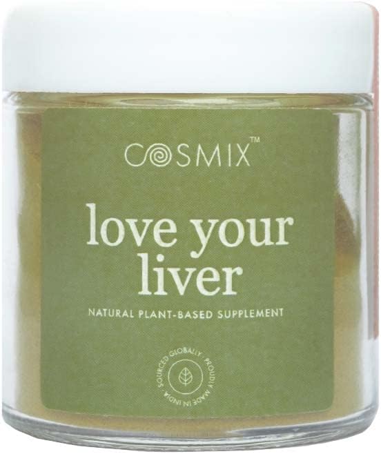 cosmix Love Your Liver, Vieroitus maksan ja munuaisten, puhdistaa veren, vähentää tulehtumista, Bhumi Amalaki, Maito Thistle, Turmeeric, 60G - tekee jopa 40 tarjoilua, kasvi-pohjainen Superfood Blend