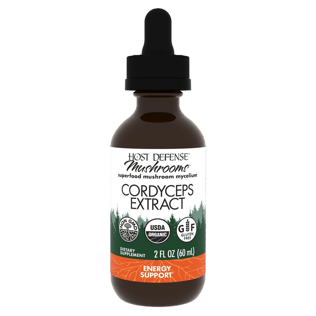 Host Defense Cordyceps Extract - Immuuni-ja energiatuen täydentää - Munuaisten terveys täydentää Cordyceps - Fitness Tuki Aid Oxygen Upotake - 2 fl oz (60 Servings) *