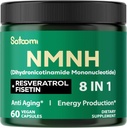 8in1 NMNH - NMN Supplement Alternative - NAD Supplement to Support NAD Levels Lisätty Fisetin, Resveratrol, Quercetin, Turmeric, berberiini, D3-vitamiini & C - 60 Count 30 päivää