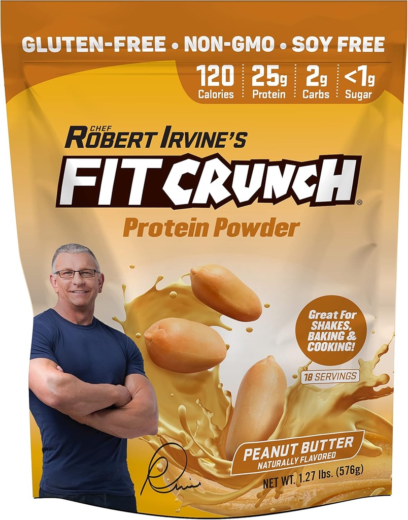 FITCRUNCH Tri-Blend Whey Protein, Keto Friendly, Low Calories, Korkea proteiini, Gluteeniton, soijaton (18 Tarjoilut, Maapähkinävoi)